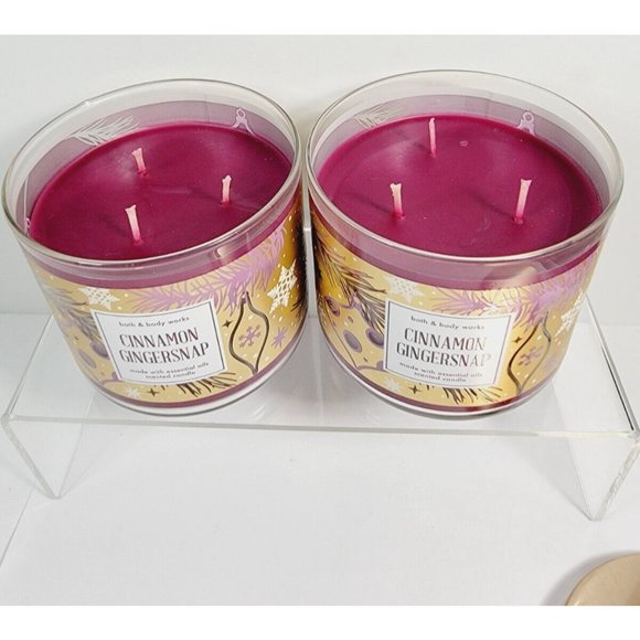2 CINNAMON GINGERSNAP Bath & Body Works 3 Wick Scented Candle 14.5oz NEW - Picture 7 of 10